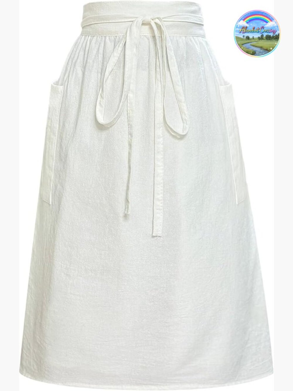 Linen Half Waist Apron with 2 Pockets, Medieval Renaissance Kitchen Waitress